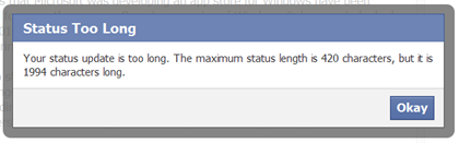 Facebook Status Too Long