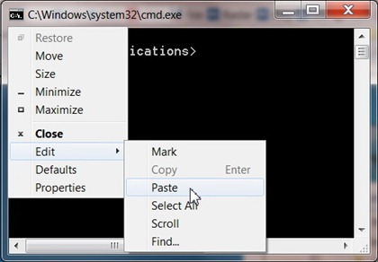Paste in CMD window