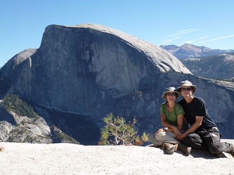 Theresa and Timm Martin in front of Half Dome in Yosemite National Park, California
